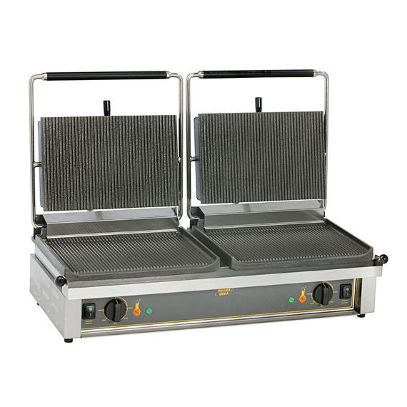 roller-grill-panini-double-fonte-DOUBLEPANINI_cmrw-sm.jpg ROLLER GRILL Kontaktgrill doppelt, 600x385x220 mm (BxTxH), 2x 2 kW – Bild 1