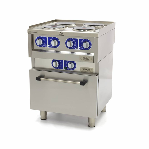 sp-005-61656e90ed59d.jpg Maxima Commercial Klasse Gastro Kochplatte - Elektrisch - 600 x 600 mm tief - 4 Brenner - mit Ofen - 10000 Watt – Bild 1