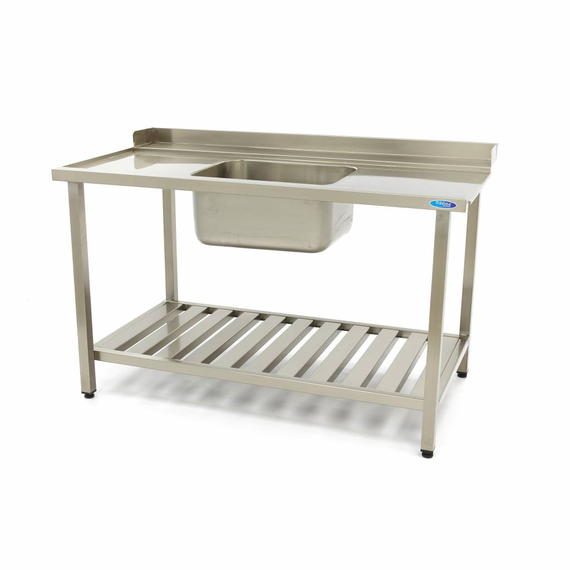 sp-005-61656eaacf82b.jpg Maxima Gastro Geschirrspültisch - 120 x 75 cm - links - mit Waschbecken und Backsplash - inkl. Lagerregal – Bild 1