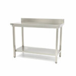 Maxima Gastro Edelstahltisch - 200 x 60 cm - Einstellbare Höhe - mit Backsplash und Lagerregal
