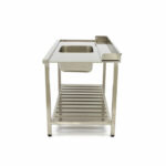 Maxima Gastro Geschirrspültisch - 120 x 75 cm - links - mit Waschbecken und Backsplash - inkl. Lagerregal – Bild 3