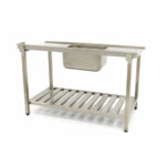 Maxima Gastro Geschirrspültisch - 120 x 75 cm - links - mit Waschbecken und Backsplash - inkl. Lagerregal – Bild 4