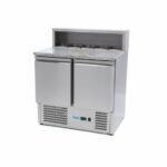 Maxima Gastro Pizzakühltisch - 90 cm - 2 Türen - Passt 5 x 1/6 GN - inkl. Edelstahlabdeckung
