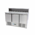 Maxima Gastro Pizzakühltisch - 137 cm - 3 Türen - Passt 8 x 1/6 GN - inkl. Edelstahlabdeckung