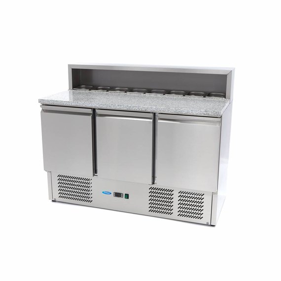 sp-05-61656e637bda3.jpg Maxima Gastro Pizzakühltisch - 137 cm - 3 Türen - Passt 8 x 1/6 GN - inkl. Edelstahlabdeckung – Bild 1