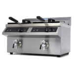 Maxima Gastro Fritteuse - 2 x 8 l - 2 Körbe - mit Ablasshahn - Induktion