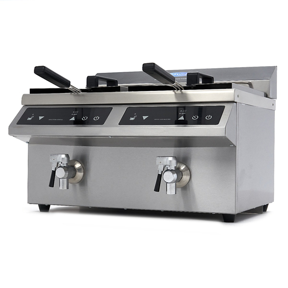 sp-1002-09371095.jpg Maxima Gastro Fritteuse - 2 x 8 l - 2 Körbe - mit Ablasshahn - Induktion – Bild 1