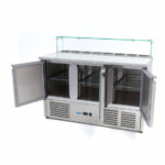 Maxima Gastro Pizzakühltisch - 137 cm - 3 Türen - Passt 8 x 1/6 GN - inkl. Glasabdeckung – Bild 2